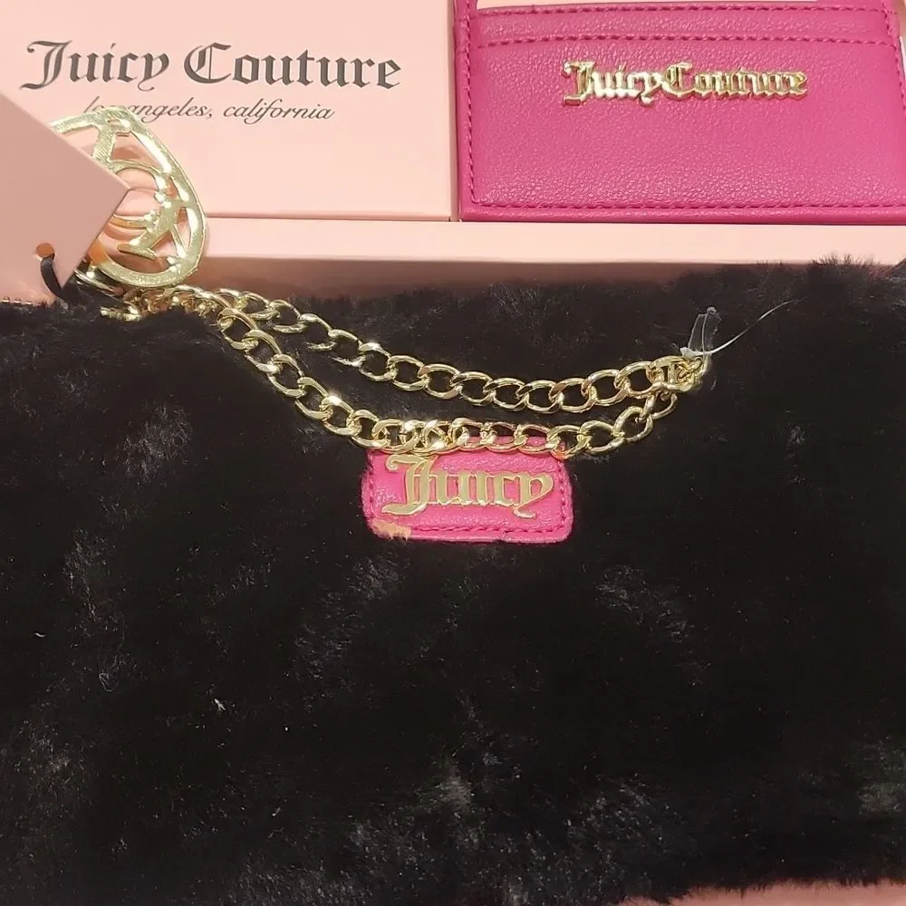 Juicy Couture Faux‎ Fur Wristlet & Keychain Wallet